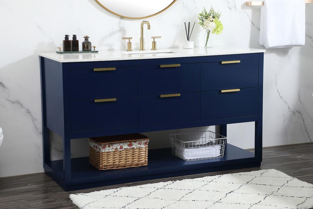 Elegant Furniture & Lighting - Larkin 60 inch Single bathroom vanity in blue - VF19260BL veiw 9