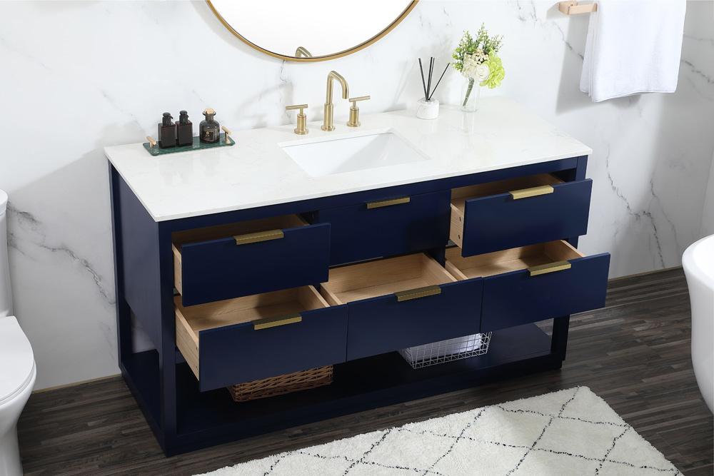 Elegant Furniture & Lighting - Larkin 60 inch Single bathroom vanity in blue - VF19260BL veiw 10
