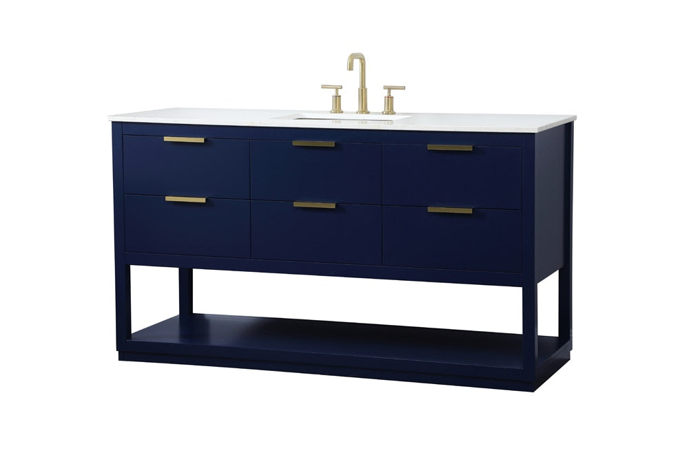 Elegant Furniture & Lighting - Larkin 60 inch Single bathroom vanity in blue - VF19260BL veiw 14