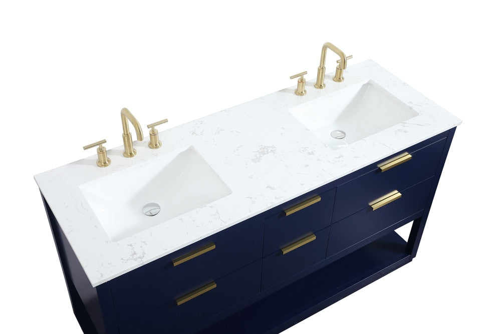 Elegant Furniture & Lighting - Larkin 60 inch Single bathroom vanity in blue - VF19260DBL veiw 3