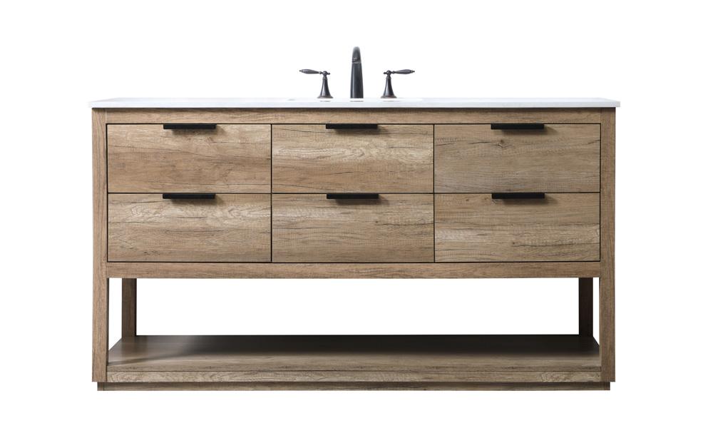 Elegant Furniture & Lighting - Larkin 60 Inch SIngle Bathroom Vanity In Natural Oak - VF19260NT veiw 1