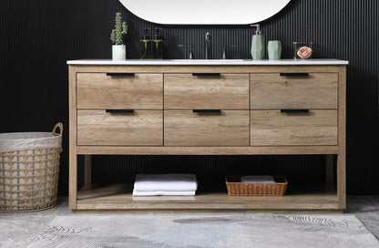 Elegant Furniture & Lighting - Larkin 60 Inch SIngle Bathroom Vanity In Natural Oak - VF19260NT veiw 2