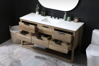 Elegant Furniture & Lighting - Larkin 60 Inch SIngle Bathroom Vanity In Natural Oak - VF19260NT veiw 4