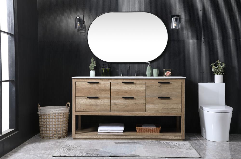Elegant Furniture & Lighting - Larkin 60 Inch SIngle Bathroom Vanity In Natural Oak - VF19260NT veiw 5