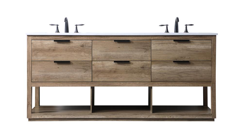 Elegant Furniture & Lighting - Larkin 72 Inch Double Bathroom Vanity In Natural Oak - VF19272DNT veiw 1