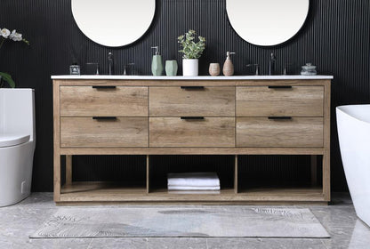 Elegant Furniture & Lighting - Larkin 72 Inch Double Bathroom Vanity In Natural Oak - VF19272DNT veiw 2