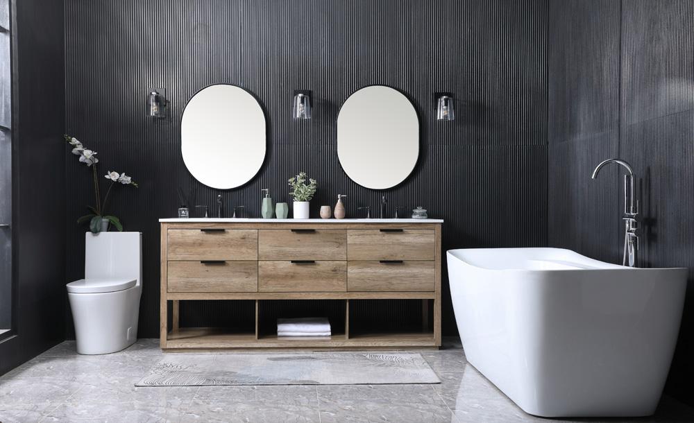 Elegant Furniture & Lighting - Larkin 72 Inch Double Bathroom Vanity In Natural Oak - VF19272DNT veiw 5