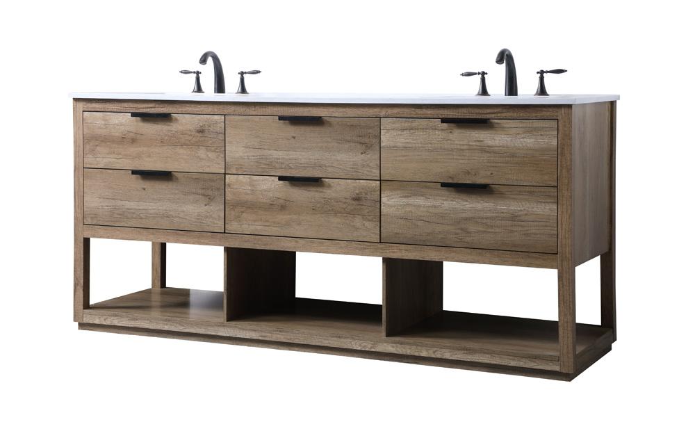 Elegant Furniture & Lighting - Larkin 72 Inch Double Bathroom Vanity In Natural Oak - VF19272DNT veiw 8