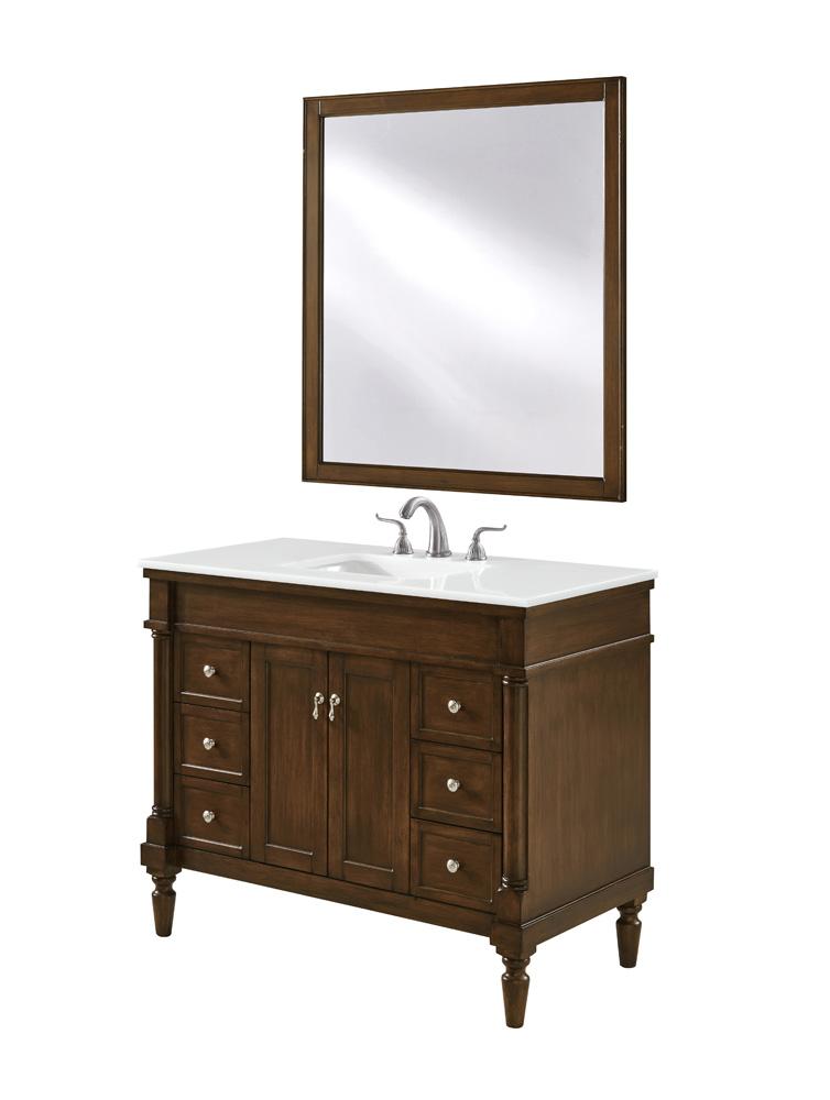 Elegant Furniture & Lighting - Lexington 42 inch Single Bathroom vanity in Walnut with ivory white engineered marble - VF13042WT-VW view 2
