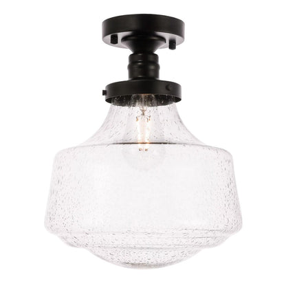 Elegant Furniture & Lighting - Lyle 1 light Black and Clear seeded glass Flush mount - LD6240BK view 2