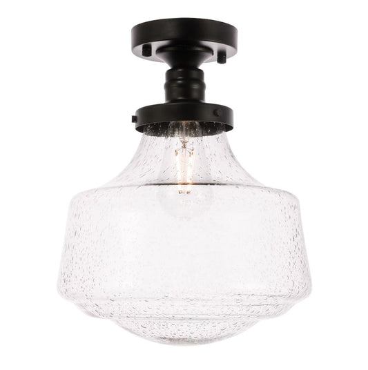 Elegant Furniture & Lighting - Lyle 1 light Black and Clear seeded glass Flush mount - LD6240BK view 2