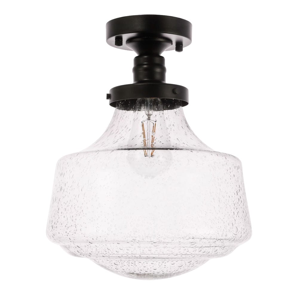 Elegant Furniture & Lighting - Lyle 1 light Black and Clear seeded glass Flush mount - LD6240BK view 3
