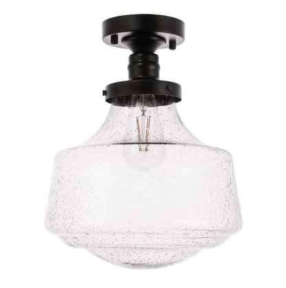 Elegant Furniture & Lighting - Lyle 1 light Black and Clear seeded glass Flush mount - LD6240BK view 3