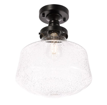 Elegant Furniture & Lighting - Lyle 1 light Black and Clear seeded glass Flush mount - LD6240BK view 4