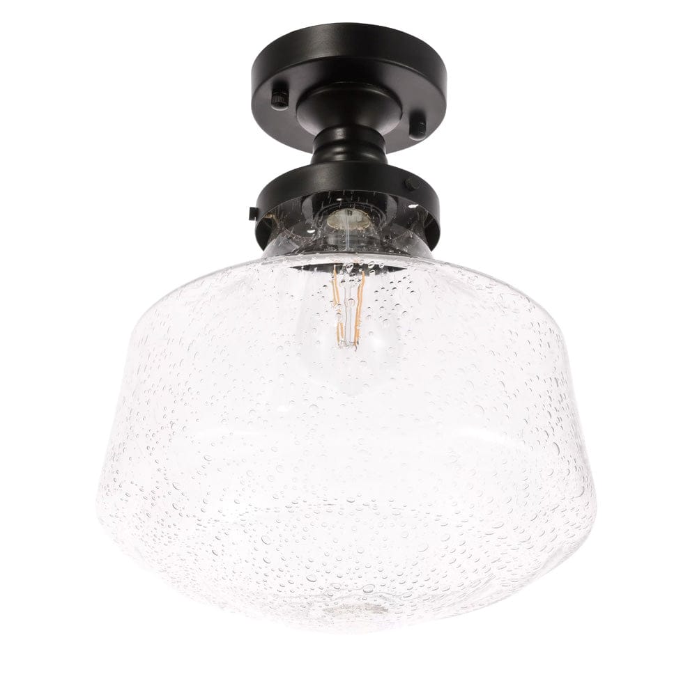 Elegant Furniture & Lighting - Lyle 1 light Black and Clear seeded glass Flush mount - LD6240BK view 5