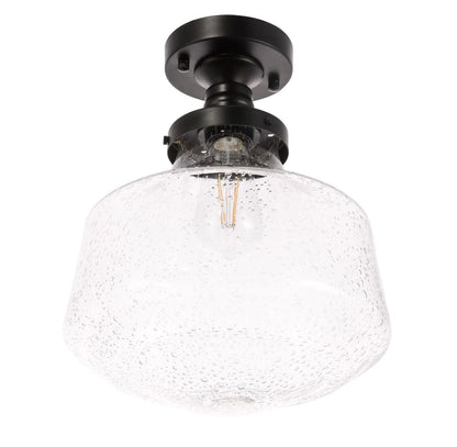 Elegant Furniture & Lighting - Lyle 1 light Black and Clear seeded glass Flush mount - LD6240BK view 5