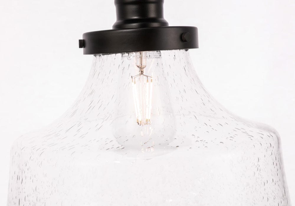 Elegant Furniture & Lighting - Lyle 1 light Black and Clear seeded glass Flush mount - LD6240BK view 8