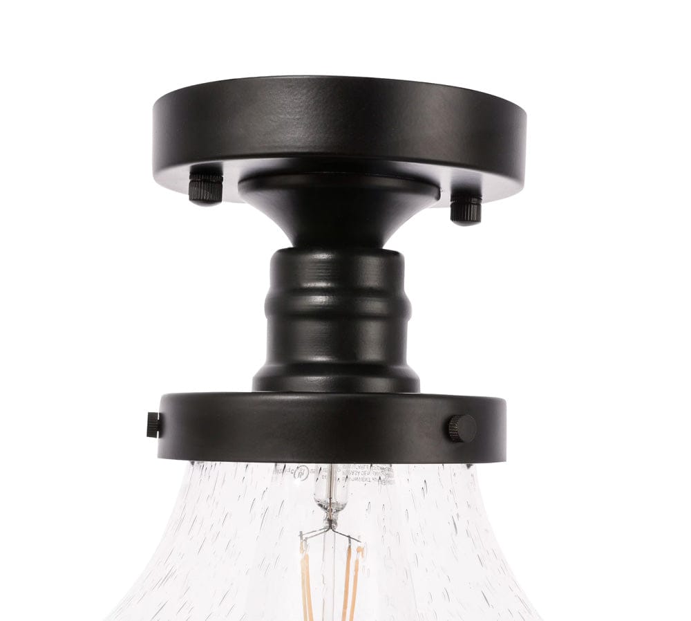 Elegant Furniture & Lighting - Lyle 1 light Black and Clear seeded glass Flush mount - LD6240BK view 9