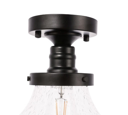 Elegant Furniture & Lighting - Lyle 1 light Black and Clear seeded glass Flush mount - LD6240BK view 9