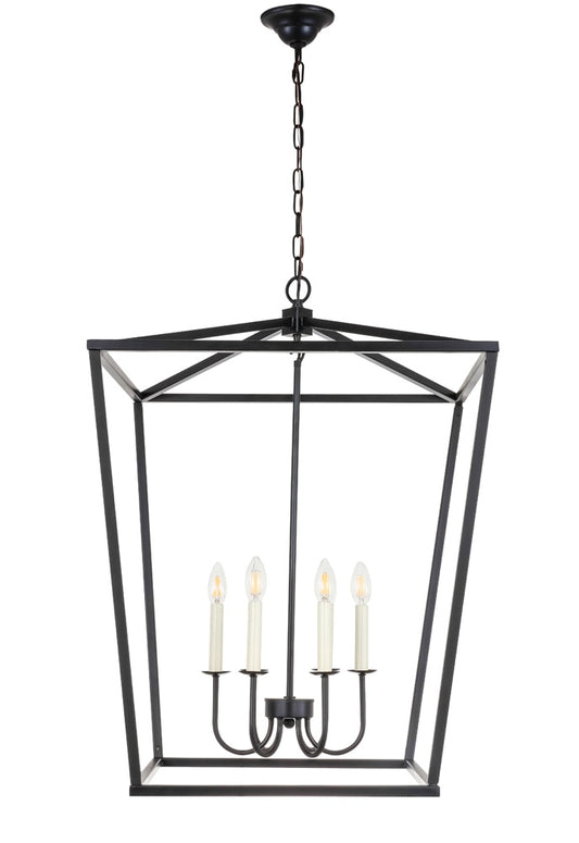 Elegant Furniture & Lighting - Maddox 6 light Black chandelier - LD6008D24BK veiw 1