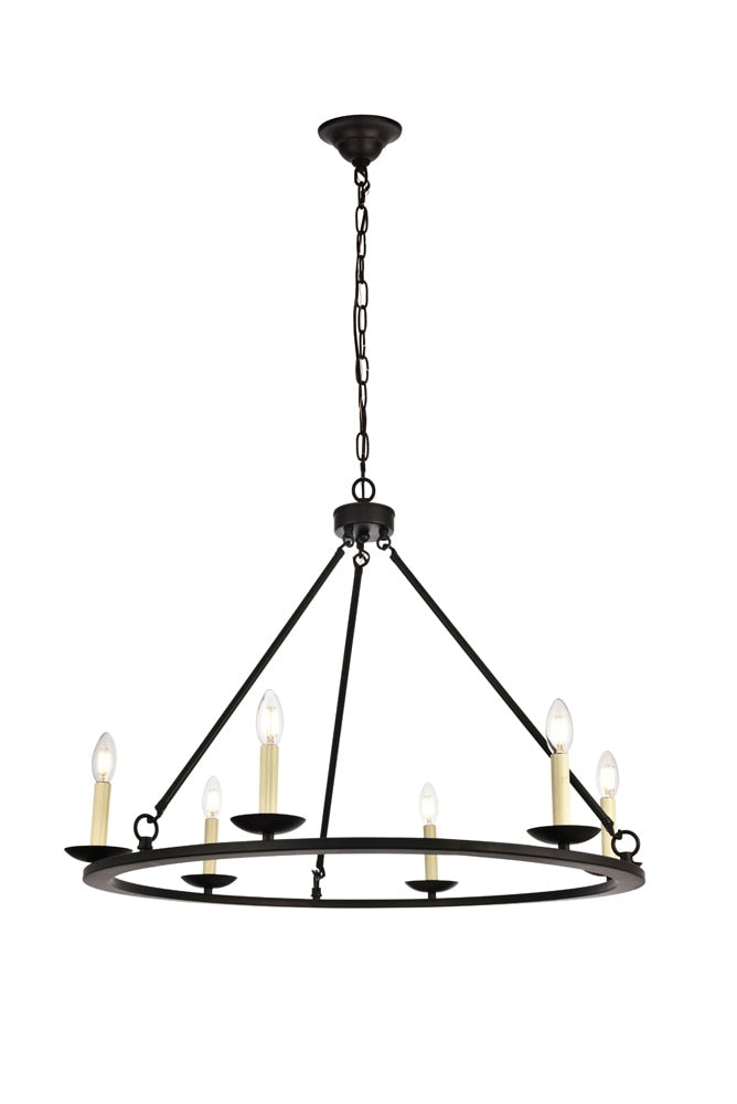 Elegant Furniture & Lighting - Maine Chandelier D32.4 H23.25 Lt:6 Black Finish - LD6010D32BK veiw 1