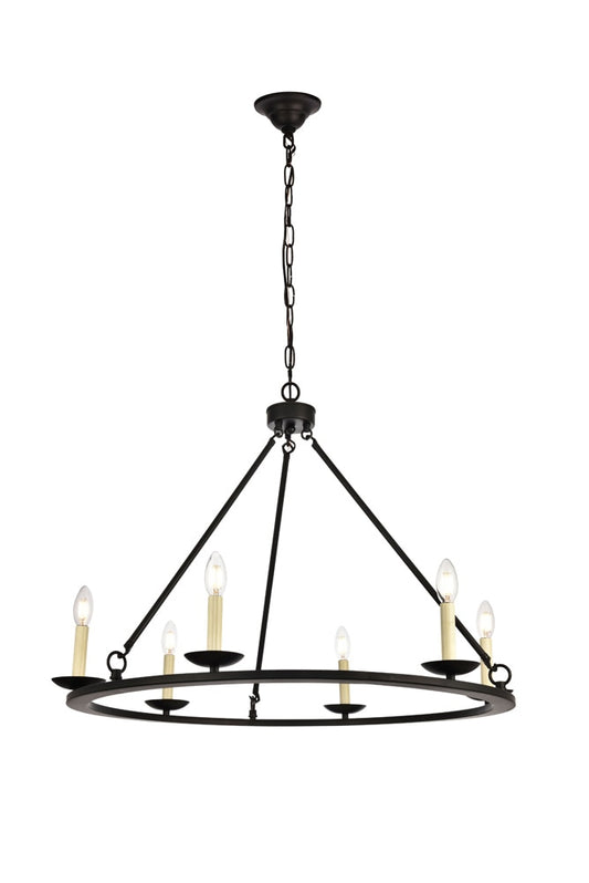 Elegant Furniture & Lighting - Maine Chandelier D32.4 H23.25 Lt:6 Black Finish - LD6010D32BK veiw 1
