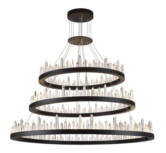 Elegant Furniture & Lighting - Malta 128 light Satin Dark Grey Chandelier Clear Royal Cut Crystal - 1705G3LSDG veiw 1