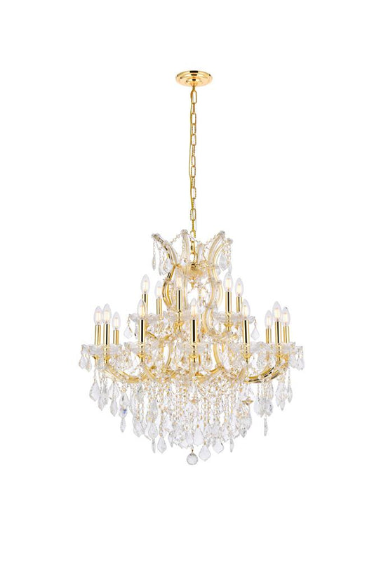 Elegant Furniture & Lighting - Maria Theresa 19 light Gold Chandelier Clear Royal Cut Crystal - 2800D30G/RC veiw 1