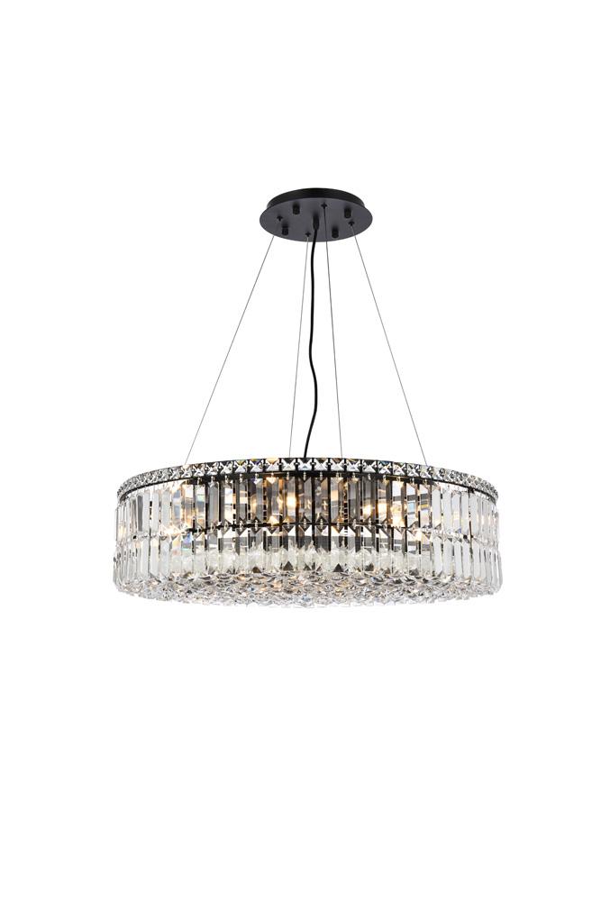 Elegant Furniture & Lighting - Maxime 28 inch black chandelier - V2030D28BK/RC veiw 1