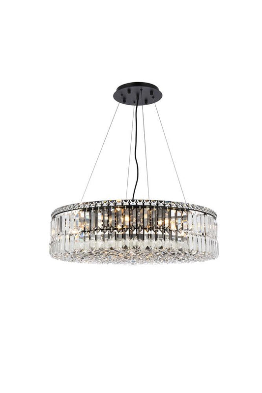 Elegant Furniture & Lighting - Maxime 28 inch black chandelier - V2030D28BK/RC veiw 1