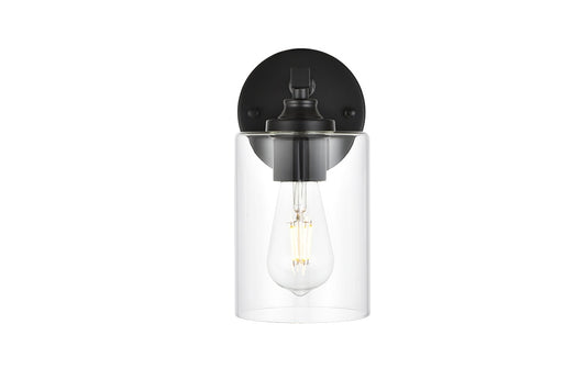 Elegant Furniture & Lighting - Mayson 1 light Black and Clear Bath Sconce - LD7315W5BLK veiw 1
