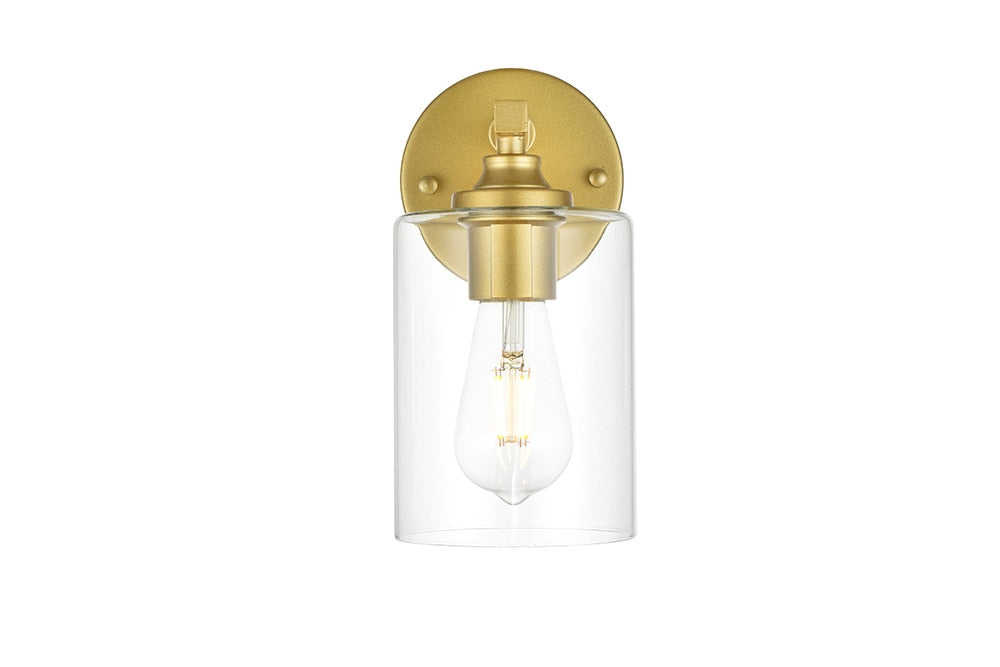 Elegant Furniture & Lighting - Mayson 1 light Brass and Clear Bath Sconce - LD7315W5BRA veiw 1