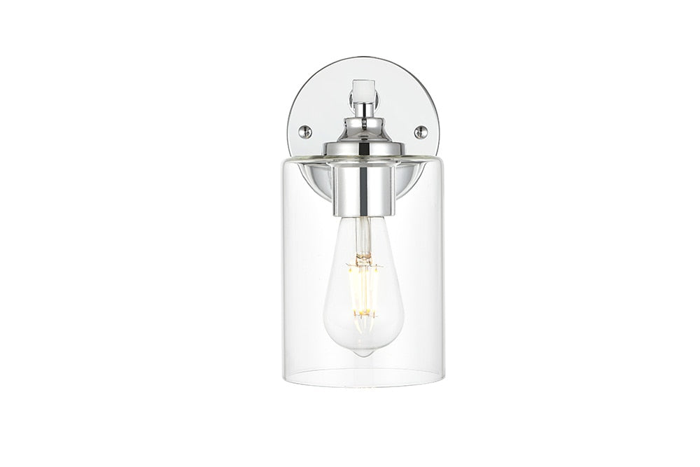 Elegant Furniture & Lighting - Mayson 1 light Chrome and Clear Bath Sconce - LD7315W5CH veiw 1