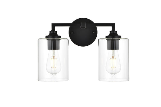 Elegant Furniture & Lighting - Mayson 2 light Black and Clear Bath Sconce - LD7315W14BLK veiw 1