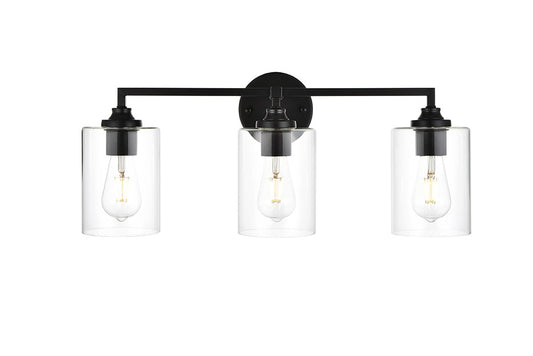 Elegant Furniture & Lighting - Mayson 3 light Black and Clear Bath Sconce - LD7315W23BLK veiw 1