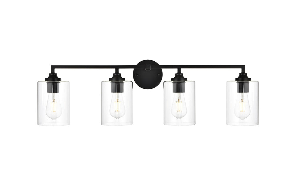 Elegant Furniture & Lighting - Mayson 4 light Black and Clear Bath Sconce - LD7315W33BLK veiw 1
