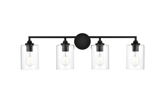 Elegant Furniture & Lighting - Mayson 4 light Black and Clear Bath Sconce - LD7315W33BLK veiw 1