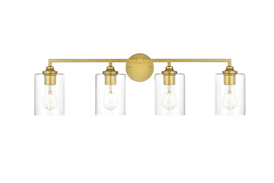 Elegant Furniture & Lighting - Mayson 4 light Brass and Clear Bath Sconce - LD7315W33BRA veiw 1