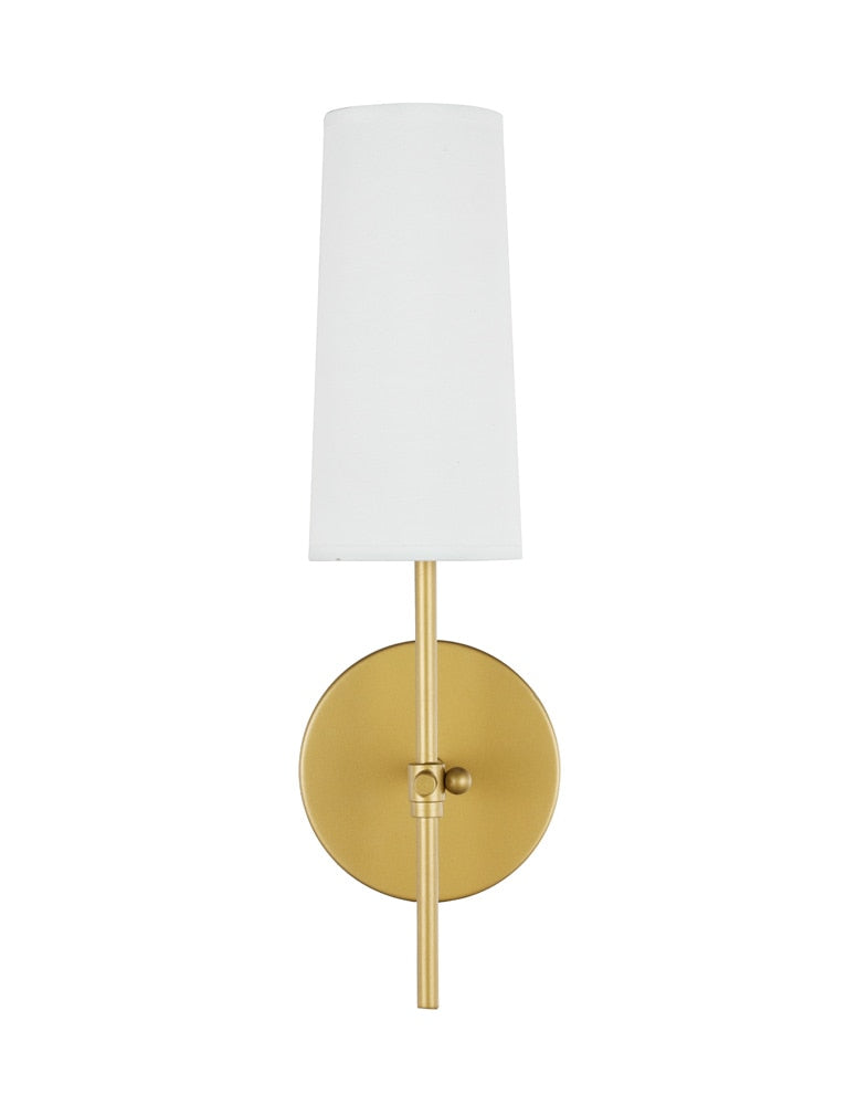 Elegant Furniture & Lighting - Mel 1 light Brass and White shade wall sconce - LD6004W5BR veiw 1