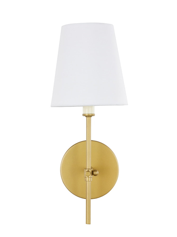 Elegant Furniture & Lighting - Mel 1 light Brass and White shade wall sconce - LD6004W6BR veiw 1