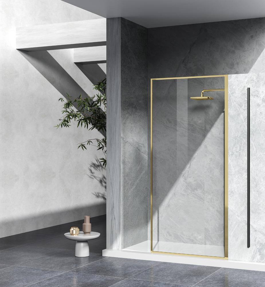 Elegant Furniture & Lighting - Melbourne Fixed framed shower door 35 x 76 Brushed Gold - SD188-3576BGD veiw 2