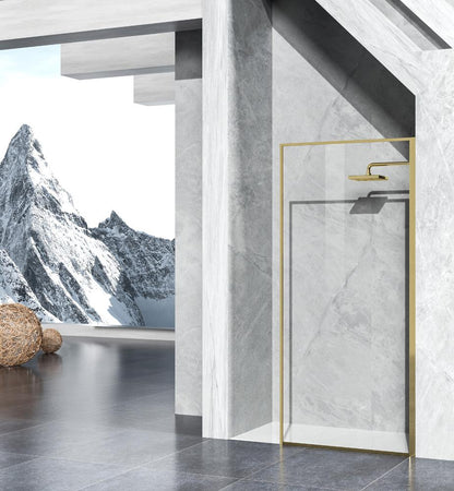 Elegant Furniture & Lighting - Melbourne Fixed framed shower door 35 x 76 Brushed Gold - SD188-3576BGD veiw 3