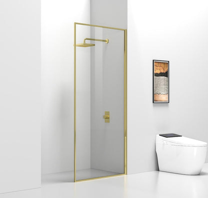 Elegant Furniture & Lighting - Melbourne Fixed framed shower door 35 x 76 Brushed Gold - SD188-3576BGD veiw 4