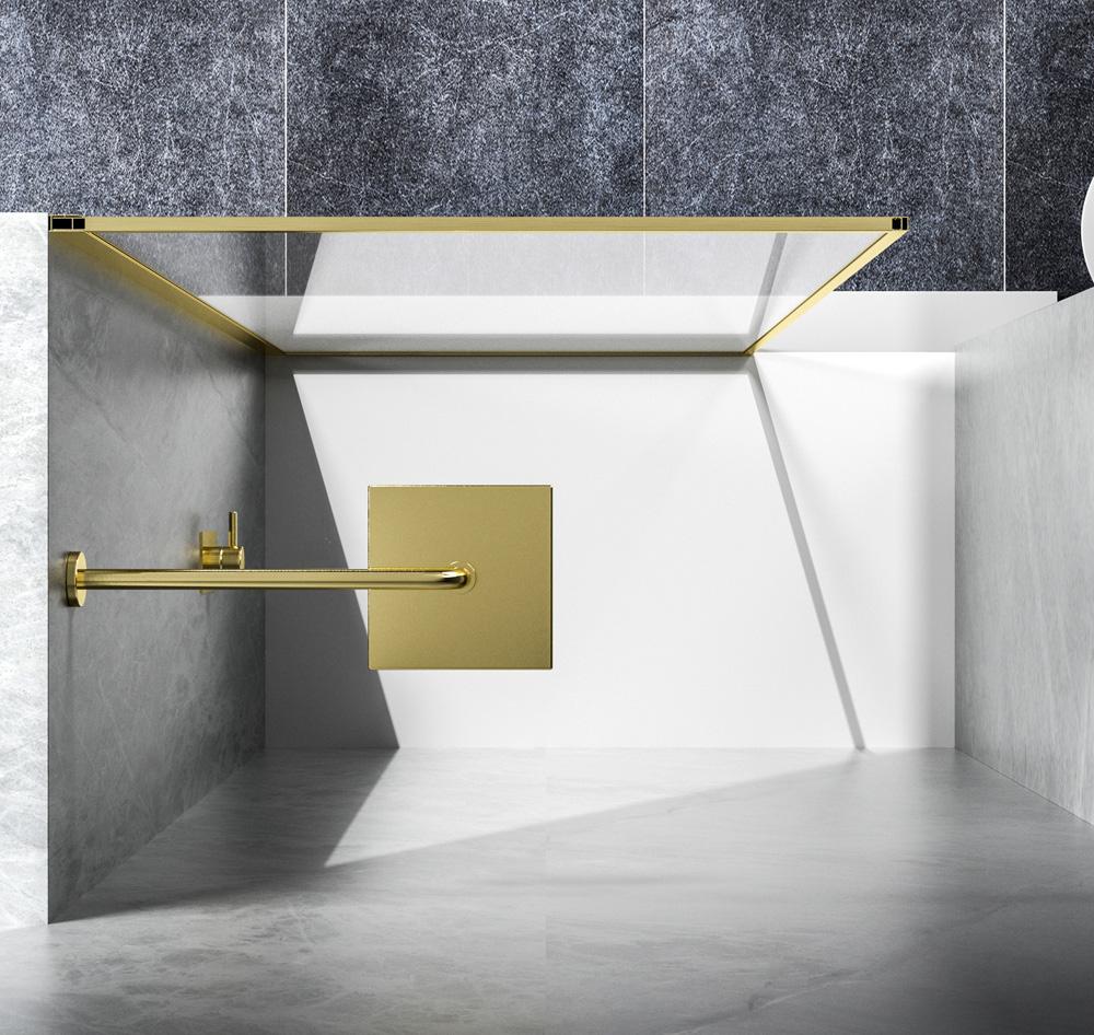 Elegant Furniture & Lighting - Melbourne Fixed framed shower door 35 x 76 Brushed Gold - SD188-3576BGD veiw 5