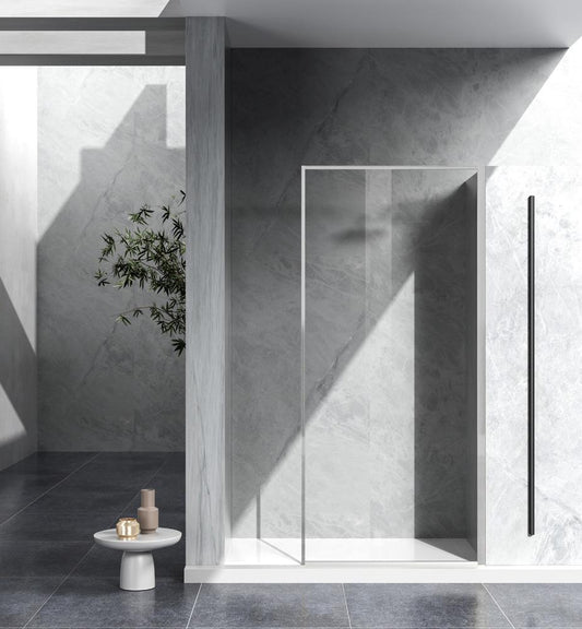 Elegant Furniture & Lighting - Melbourne Fixed framed shower door 35 x 76 Brushed Nickel - SD188-3576BNK view 1