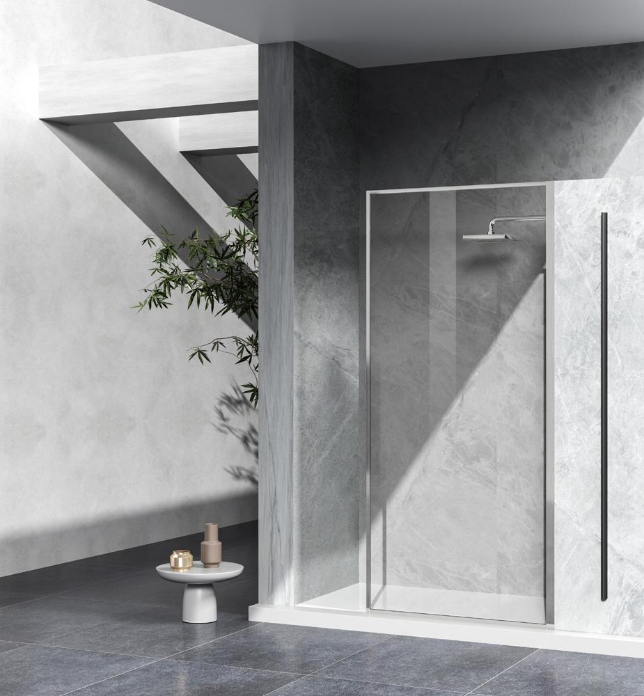 Elegant Furniture & Lighting - Melbourne Fixed framed shower door 35 x 76 Brushed Nickel - SD188-3576BNK veiw 2
