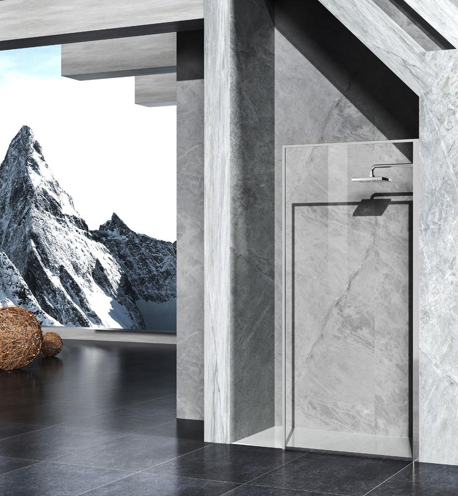 Elegant Furniture & Lighting - Melbourne Fixed framed shower door 35 x 76 Brushed Nickel - SD188-3576BNK veiw 3