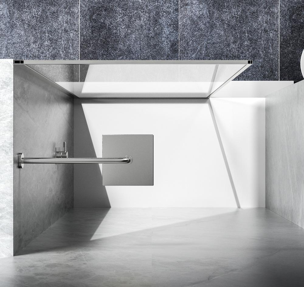 Elegant Furniture & Lighting - Melbourne Fixed framed shower door 35 x 76 Brushed Nickel - SD188-3576BNK veiw 5