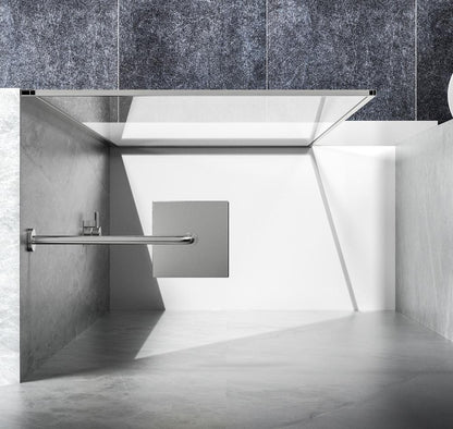 Elegant Furniture & Lighting - Melbourne Fixed framed shower door 35 x 76 Brushed Nickel - SD188-3576BNK veiw 5