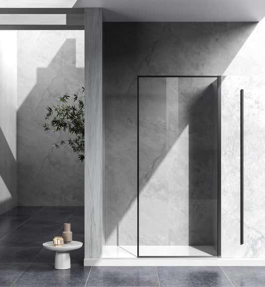 Elegant Furniture & Lighting - Melbourne Fixed framed shower door 35 x 76 Matte Black - SD188-3576MBK view 1
